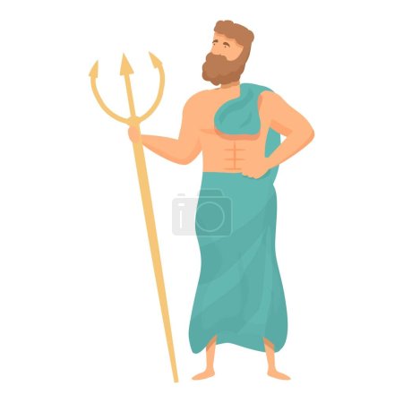 Téléchargez les illustrations : Poséidon icône dessin animé vecteur. Dieu grec. Anciennes ares - en licence libre de droit