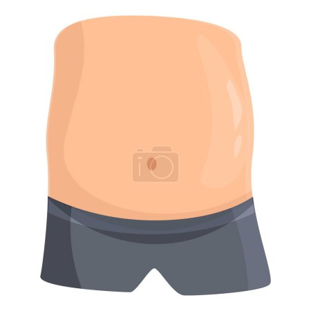 Téléchargez les illustrations : Vecteur de dessin animé mince icône du ventre. Gros ventre. Silhouette de figure - en licence libre de droit