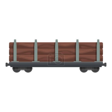 Ilustración de Tren vagón de mercancías icono de madera vector de dibujos animados. Mercancías de carga. Acero para vías - Imagen libre de derechos