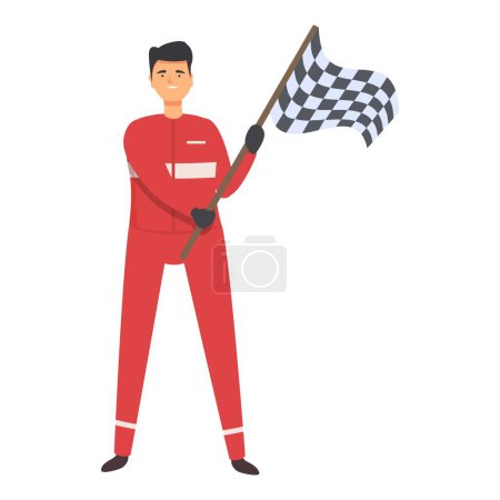 Illustration for Racing team finish flag icon cartoon vector. Race car. Auto driver - Royalty Free Image