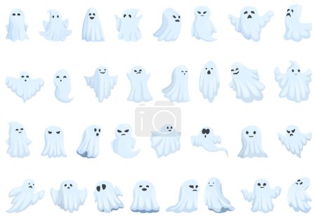 Illustration for Ghost icons set cartoon vector. Spooky spirit. Holiday boo - Royalty Free Image
