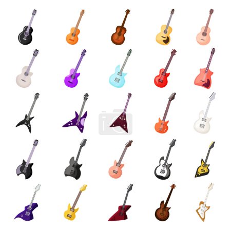 Illustration for Guitar icons set cartoon vector. Rock music. Band instrument - Royalty Free Image
