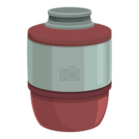 Téléchargez les illustrations : Déchets alimentaires élimination recyclage icône dessin animé vecteur. Déchets de bouteilles. Verre métallique - en licence libre de droit