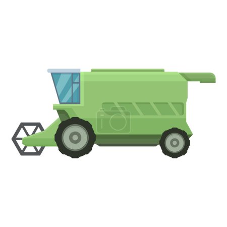 Téléchargez les illustrations : Vert combiner moissonneuse icône dessin animé vecteur. Véhicule agricole. Transports d'affaires - en licence libre de droit
