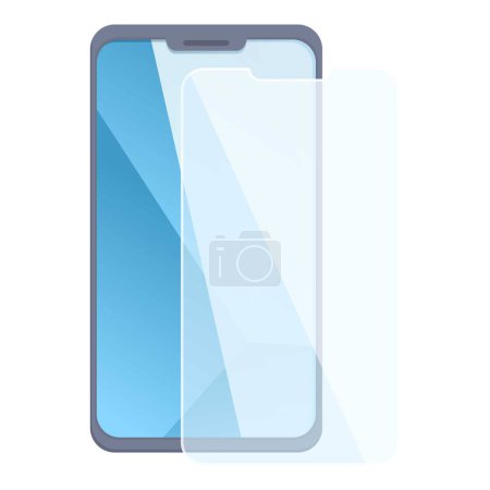 Illustration for Anti touch cellphone protect icon cartoon vector. Security cell plastic. Modern touch protect - Royalty Free Image