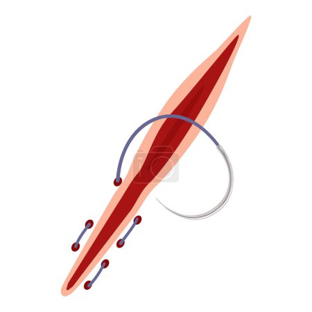 Illustration for Medic suture cut icon cartoon vector. Skin injury. Medical scalpel tool - Royalty Free Image