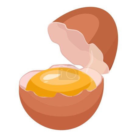 Illustration for Cracked egg icon cartoon vector. Broken eggshell. Food duck omelet - Royalty Free Image
