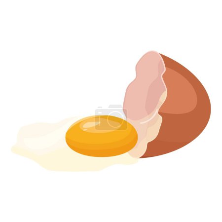 Ilustración de Huevo fresco icono de alimentos vector de dibujos animados. Granja de cáscara de huevo rota. Yema de la comida - Imagen libre de derechos