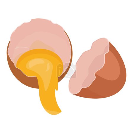Illustration for Eggshell broken icon cartoon vector. Duck food yolk. Farm ovum food - Royalty Free Image