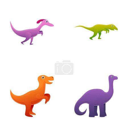 Illustration for Cute dinosaur icons set cartoon vector. Various little dinosaur. Cartoon character - Royalty Free Image