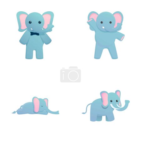 Illustration for Baby elephant icons set cartoon vector. Cute elephant. Cartoon character - Royalty Free Image