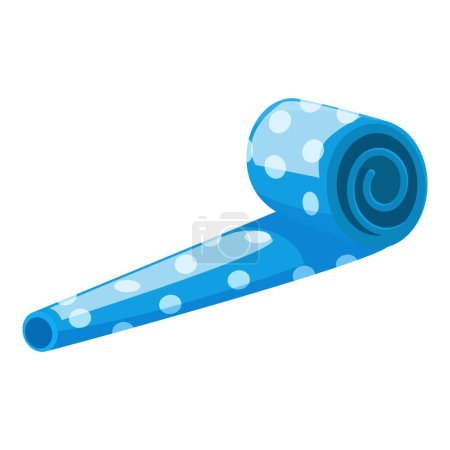 Illustration for Blue party blower icon cartoon vector. Event gift. Cheers striped - Royalty Free Image