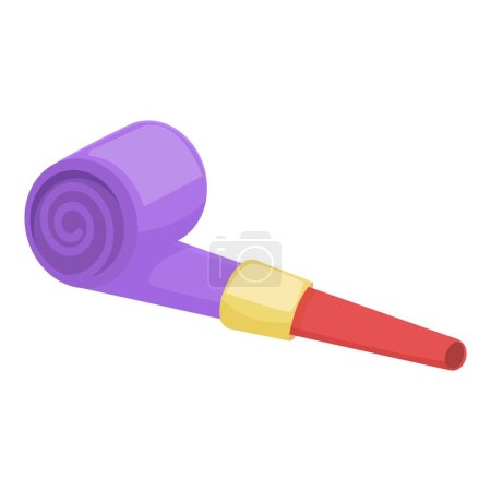 Illustration for Colored party blower icon cartoon vector. Instrument gift. Striped cheers - Royalty Free Image