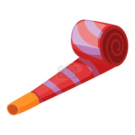 Illustration for Festivity party blower icon cartoon vector. Holiday fun. Paper roll - Royalty Free Image