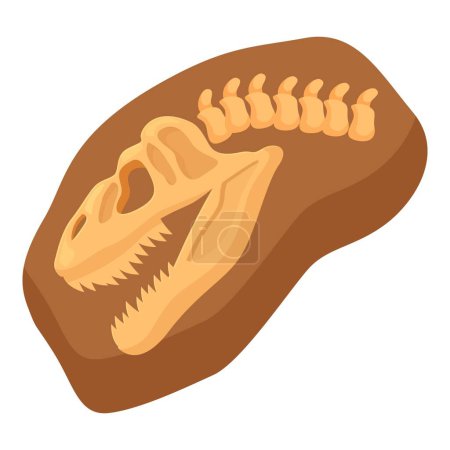 Ilustración de Cabeza dino fósil icono vector de dibujos animados. Capa de barro del suelo. Museo de Biología - Imagen libre de derechos