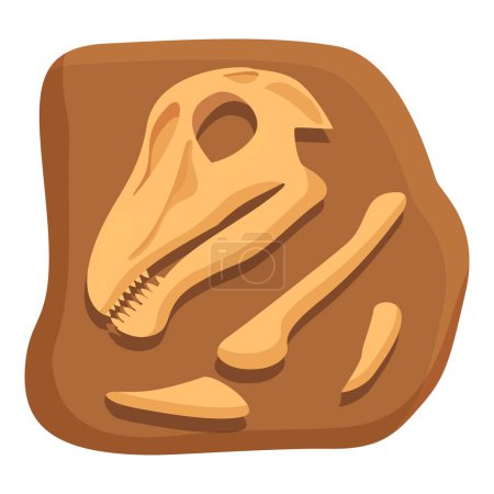 Ilustración de Huesos de cabeza dinosaurio icono vector de dibujos animados. Fósil de piedra. Naturaleza capa de barro - Imagen libre de derechos