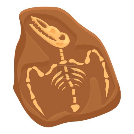 Ilustración de Mosca dinosaurio esqueleto icono vector de dibujos animados. Fósil de capa de barro. Evolución ósea - Imagen libre de derechos