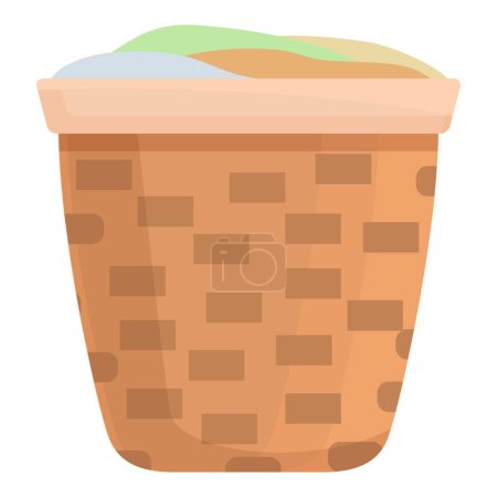 Illustration for Unsoiled basket icon cartoon vector. Home dirty pile. Laundry basket - Royalty Free Image