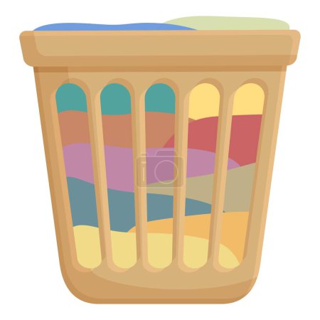 Illustration for Transparent laundry box icon cartoon vector. Wash basket. Machine fabric - Royalty Free Image