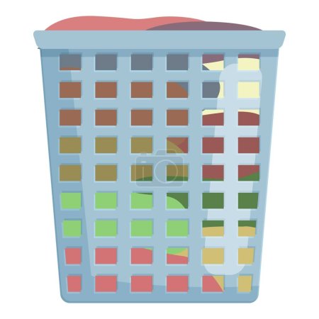 Illustration for Basin plastic basket icon cartoon vector. Child wash. Full heap pile - Royalty Free Image