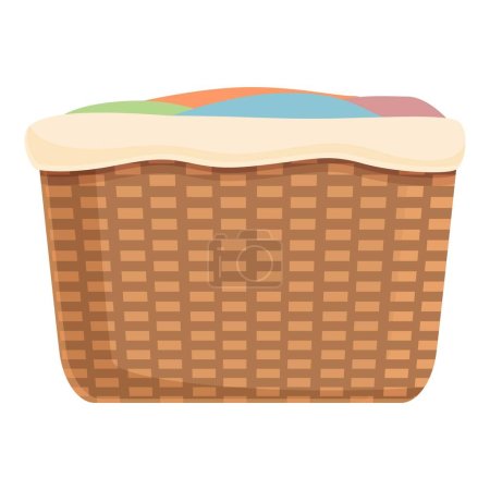 Illustration for Wicker basket icon cartoon vector. Laundry basin hamper. Dry attire - Royalty Free Image