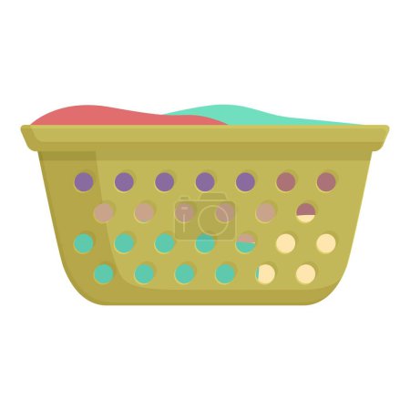 Illustration for Textile clothes of basket icon cartoon vector. Laundry pot. Home wash machine - Royalty Free Image