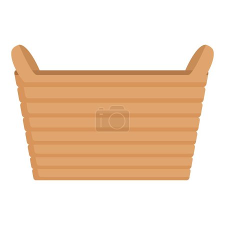 Illustration for Wood laundry basket icon cartoon vector. Fabric wash. Cleaning machine - Royalty Free Image