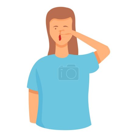 Ilustración de Ache dolor cabeza icono vector de dibujos animados. Enfréntate a una enfermedad triste. Sangrado nasal salud - Imagen libre de derechos