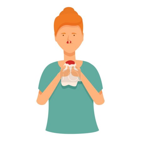 Téléchargez les illustrations : Saignement de nez patient icône dessin animé vecteur. Visage médical. Maladie du nez - en licence libre de droit
