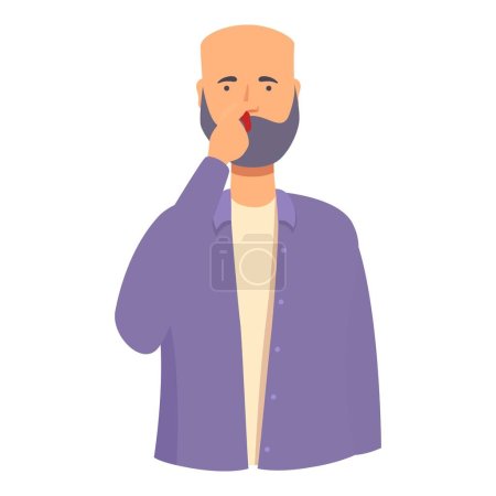 Téléchargez les illustrations : Saignement de nez homme chauve icône dessin animé vecteur. Douleur à la tête. Nez triste - en licence libre de droit