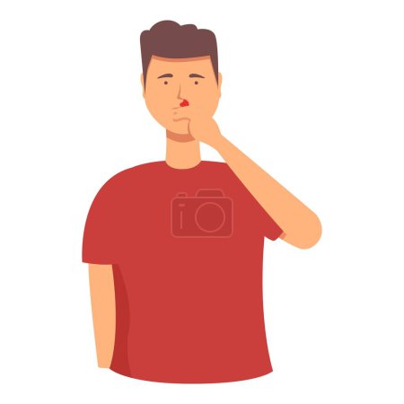 Téléchargez les illustrations : Saignement de nez icône santé dessin animé vecteur. Triste hémorragie. nez du visage - en licence libre de droit
