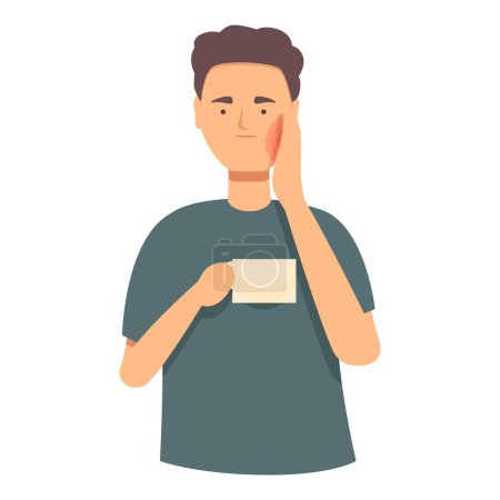 Illustration for Morning boy toothache icon cartoon vector. Dentistry sick caries. Sufferer pain - Royalty Free Image