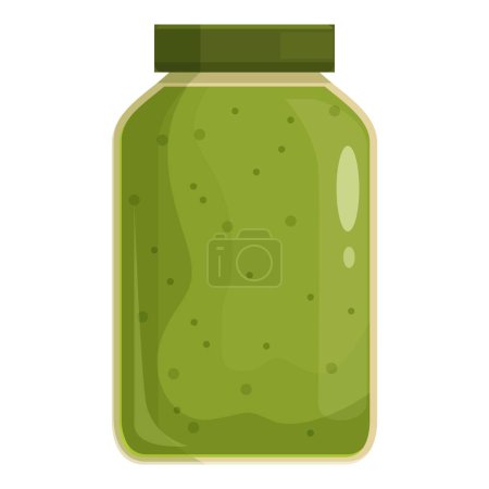 Illustration for Pesto sauce jar icon cartoon vector. Cooking container. Dish pot cup - Royalty Free Image