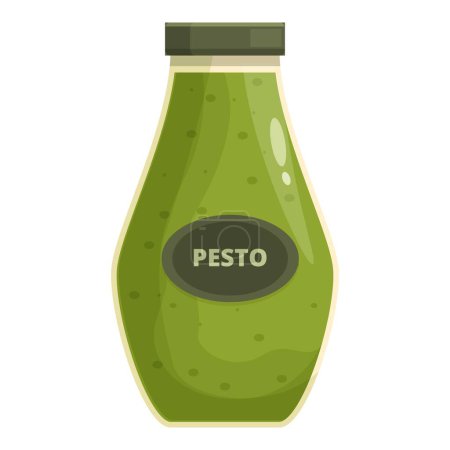 Ilustración de Pesto verde plato aromático icono vector de dibujos animados. Artes mixtas italianas. Creación de fragmentos - Imagen libre de derechos