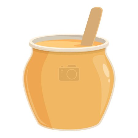 Illustration for Open tahini jar icon cartoon vector. Pita greek. Plate sesame cream - Royalty Free Image