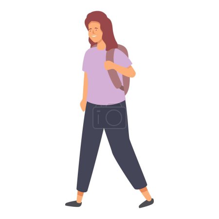 Illustration for School movement girl icon cartoon vector. Forest walk. Active fun - Royalty Free Image
