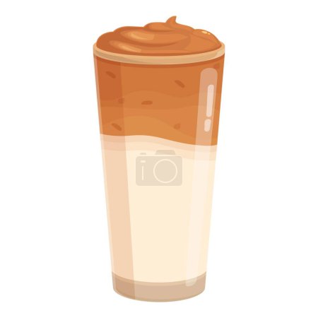 Illustration for Cocoa food icon cartoon vector. Dalgona drink cafe. Glass drink - Royalty Free Image