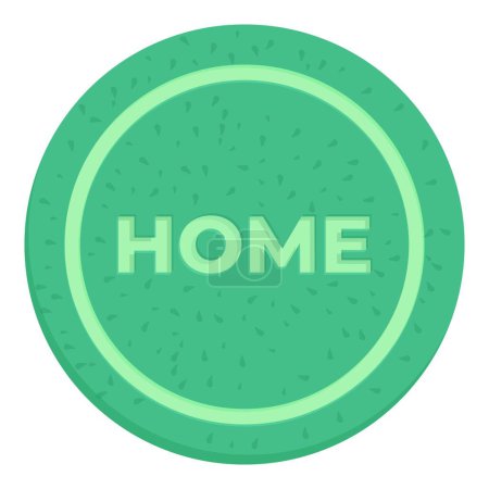 Round home mat icon cartoon vector. Green color design. Doormat clean
