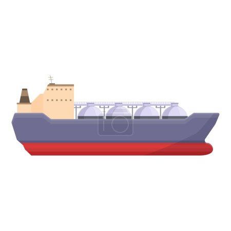 Illustration for Petrol sea vessel icon cartoon vector. Truck marine. Sea terminal port - Royalty Free Image