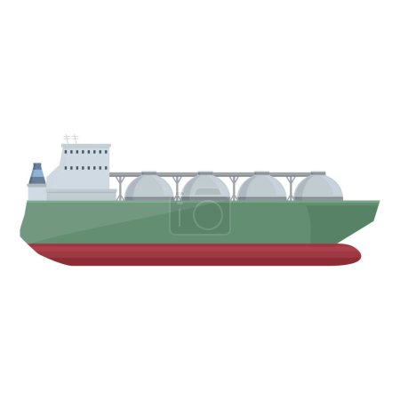 Illustration for Green color vessel icon cartoon vector. Power tech. Crude cargo port - Royalty Free Image
