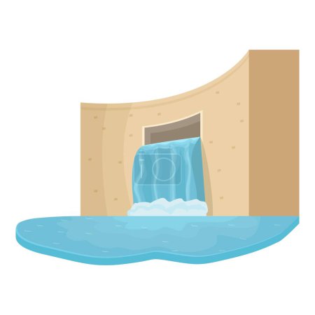 Illustration for Producer energy water icon cartoon vector. Source hydropower. Dam plant - Royalty Free Image