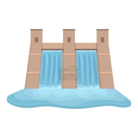 Illustration for Stream hydro power icon cartoon vector. Electric pumped. Facility production - Royalty Free Image