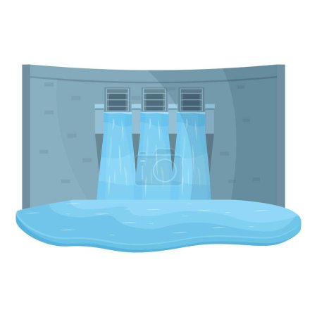 Illustration for City info energy river icon cartoon vector. Hydro power plant. Dam station - Royalty Free Image