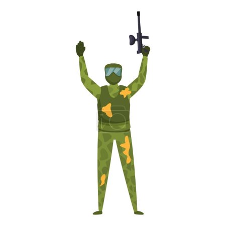 Illustration for Paintball player icon cartoon vector. Extreme shooting. Aim ball battle - Royalty Free Image
