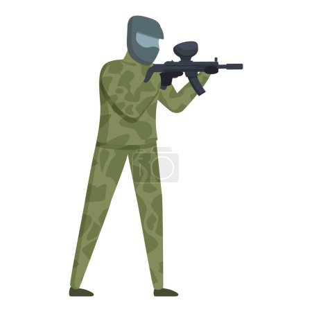 Illustration for Military paintball player icon cartoon vector. Protection vest. Fun war - Royalty Free Image