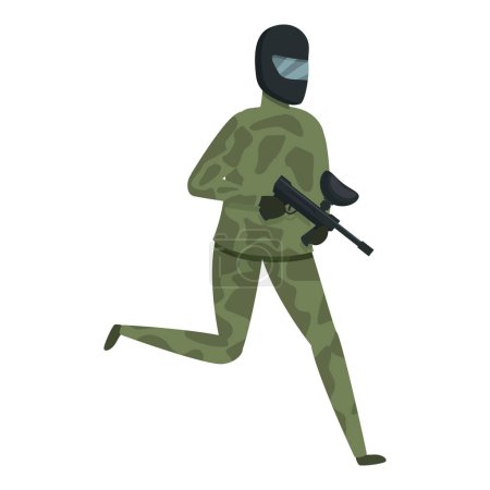 Illustration for Running paintball player icon cartoon vector. Sport team. Aim ball battle - Royalty Free Image