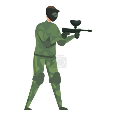 Illustration for War forces paintball icon cartoon vector. Uniform team. Intense protective - Royalty Free Image
