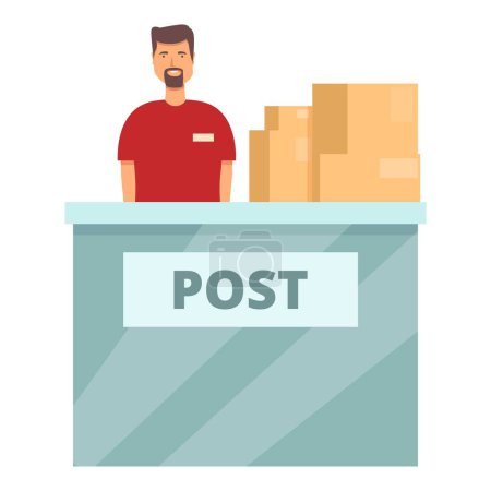 Illustration for Post office desk icon cartoon vector. Air storage. Carrier vehicle - Royalty Free Image