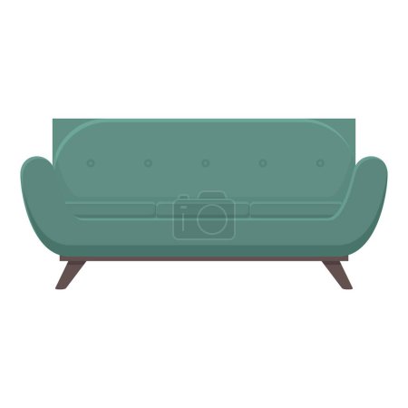Illustration for Green soft sofa icon cartoon vector. Soiled clean room. Couch office - Royalty Free Image