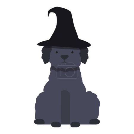 Ilustración de Perro negro bruja icono vector de dibujos animados. Palillo de gatito. Tarjeta mascotas diversión - Imagen libre de derechos